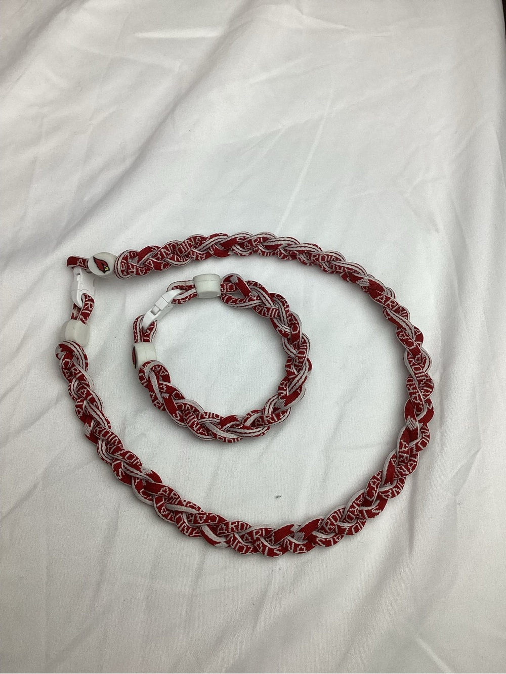 Red Braided Necklace and Bracelet Set - Team Style